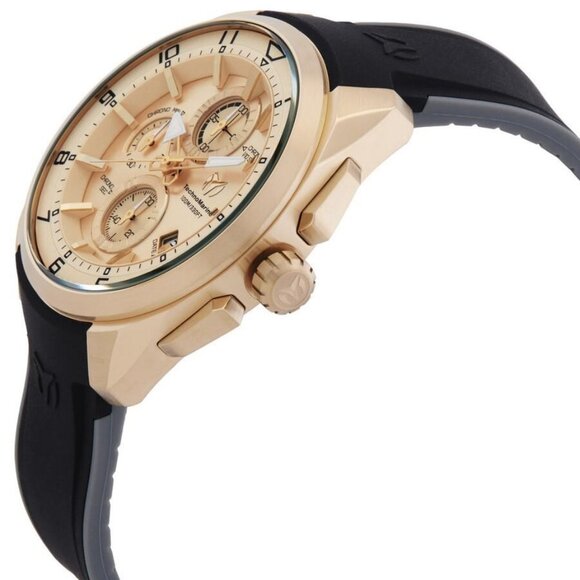 NWT Authentic Technomarine Ocean Chronograph Quartz Gold Dial Men's Watch - Picture 2 of 3